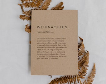 Weihnachtskarte Definition von Weihnachten