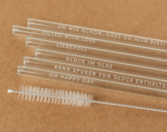 Glass straws with sweet affirmations - Mother's Day gift - Mom gift - sustainable