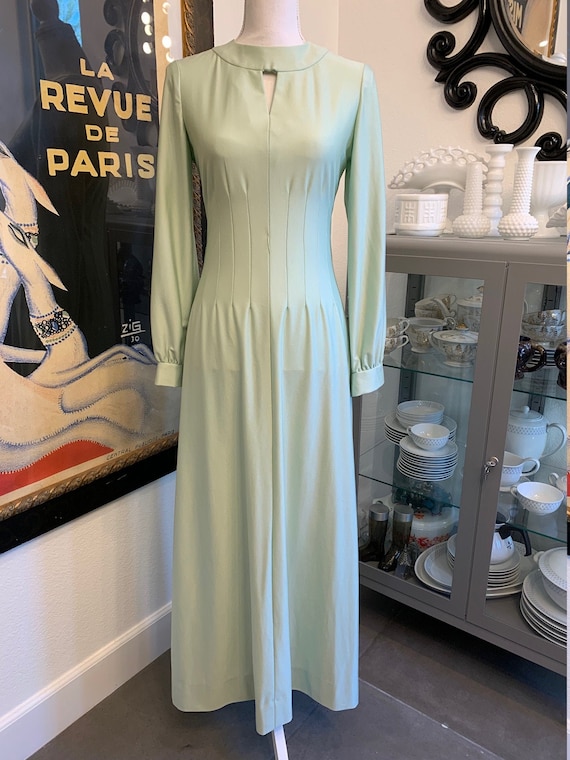 1970's Mint Green Maxi Dress - image 1