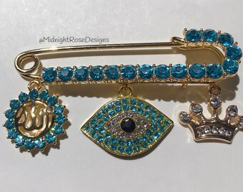 Allah Pin | Evil Eye Pin | Allah Evil Eye Pin | Turquoise Stroller Pin | Stroller Pin | Unique Baby Shower Gift | Good Luck Pin | Baby Pin