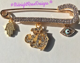 Gorgeous Allah Stroller Pin | Muslim Baby Gift | Evil Eye Pin | Hamsa | Baby Gift | Unique Baby Gift