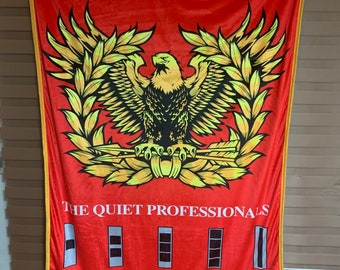 Warrant Officer Eagle Rising microfiber and micromink Crib, Toddler, Queen, King sized blanket
