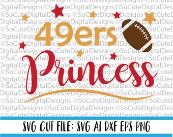 49ers Princess SVG, San Francisco 49ers svg, football svg cut file, silhouette cut file, cameo file, cricut, sports svg, png, cricut svg