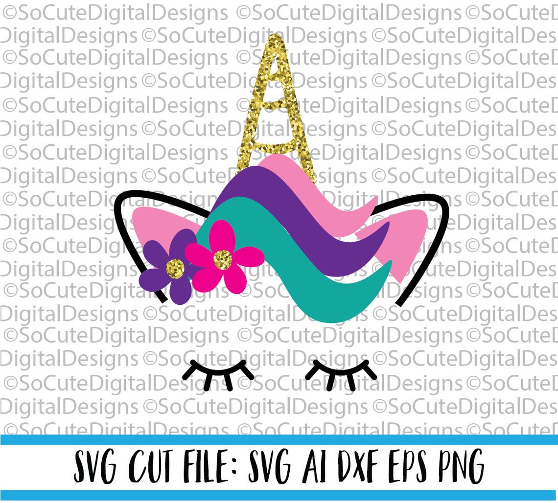 Unicorns svg File Unicorn face svg Gold horn unicorn | Etsy