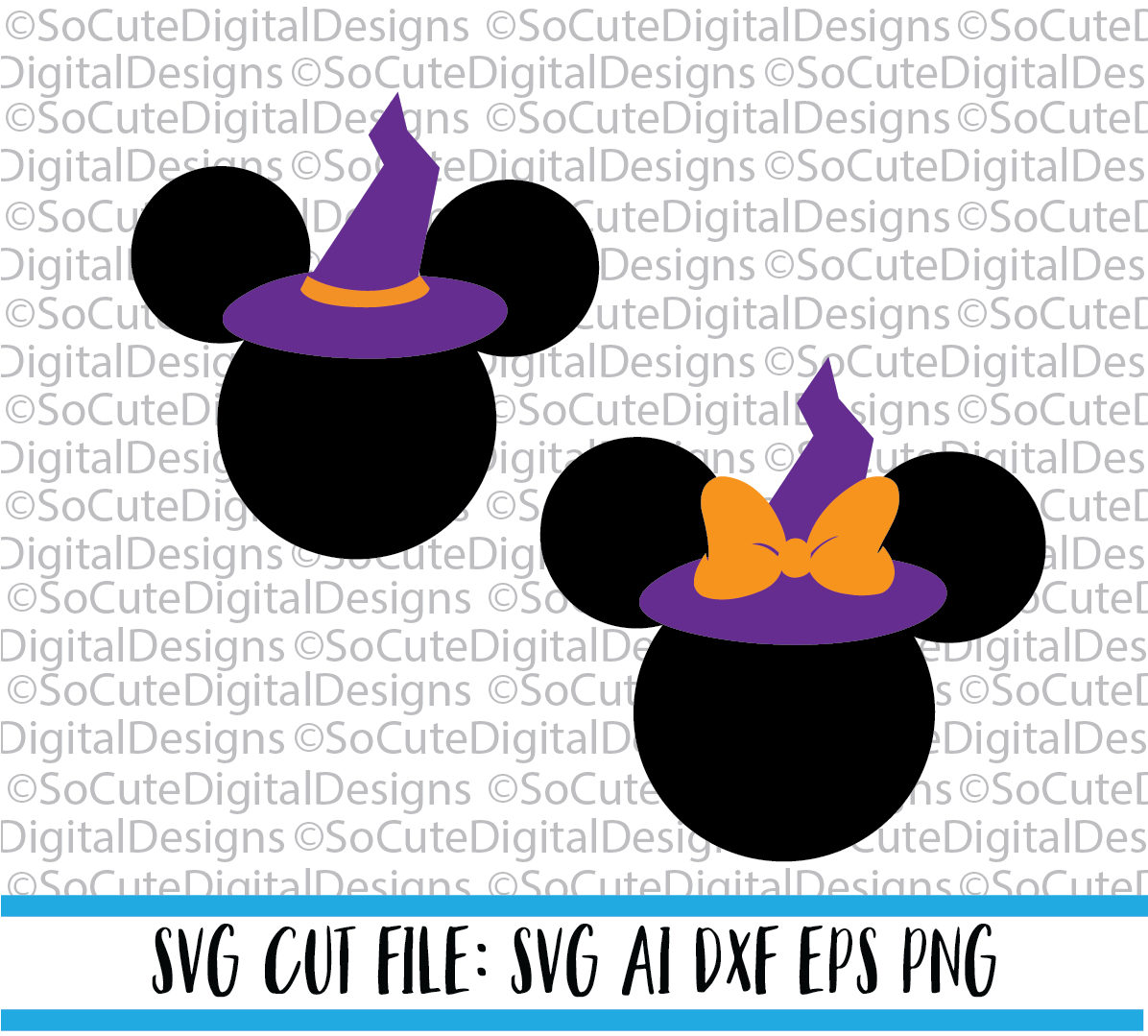 Mickey & Minnie Halloween Set Svg minnie mouse witch svg | Etsy