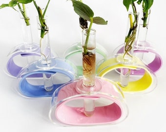 Hand shaped free form acrylic bud vase propagation station "Nesting version" - Pastel colours