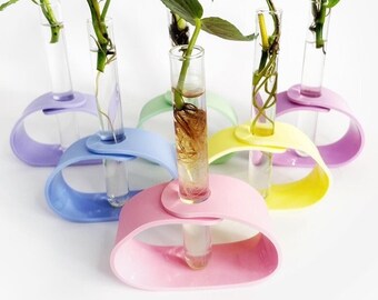 Hand shaped free form acrylic bud vase propagation station "Single Version" - Pastel colours