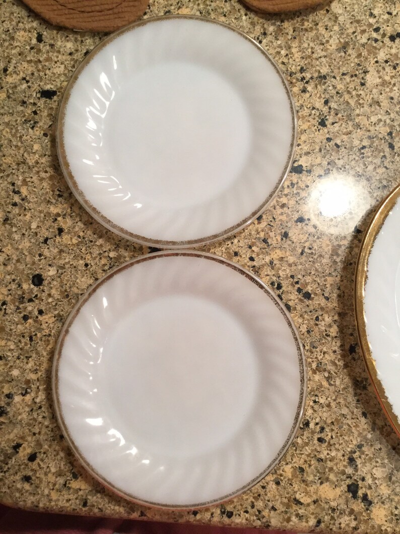 Mid Century Fire King Dish Set..gold Trim Beautiful Creamy Etsy