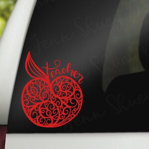 Swirl Teacher Apple Decal, Fancy Apple Decal, Teacher Laptop Decal, Fun Teacher Apple, Decal for Tumbler, Decal for Teacher, Teacher Gift immagine 3