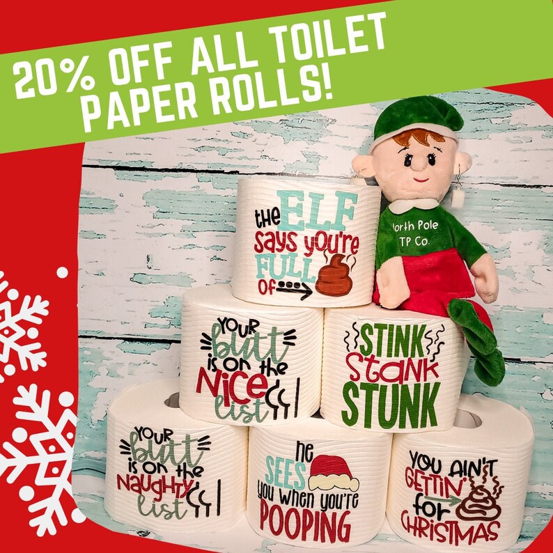 Funny Christmas Toilet Paper Rolls Gag gift funny toilet Etsy