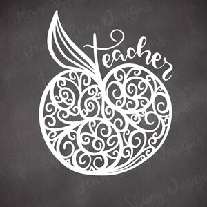 Swirl Teacher Apple Decal, Fancy Apple Decal, Teacher Laptop Decal, Fun Teacher Apple, Decal for Tumbler, Decal for Teacher, Teacher Gift immagine 4