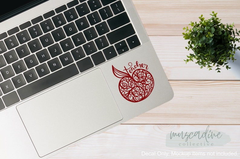 Swirl Teacher Apple Decal, Fancy Apple Decal, Teacher Laptop Decal, Fun Teacher Apple, Decal for Tumbler, Decal for Teacher, Teacher Gift immagine 2