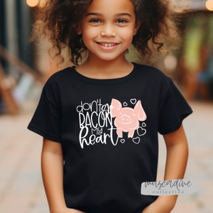 Don't go Bacon My Heart, chemise fille Saint-Valentin, chemise garçon Saint-Valentin, jolie chemise Saint-Valentin pour enfants, jolie chemise cochon, t-shirt drôle pour enfants image 10