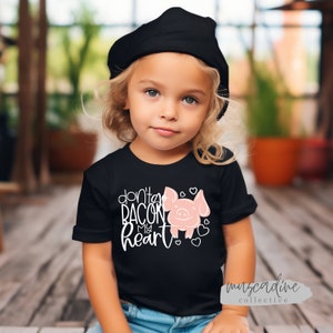 Don't go Bacon My Heart, chemise fille Saint-Valentin, chemise garçon Saint-Valentin, jolie chemise Saint-Valentin pour enfants, jolie chemise cochon, t-shirt drôle pour enfants image 7