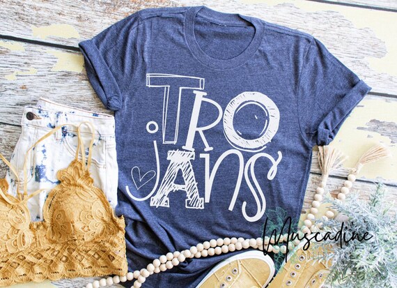 Trojans School Spirit Shirt, Team Mascot Unisex Tee, Sports Mom, Football Mom, Team Spirit, Trojan pride, Fall sports, cheer, school pride