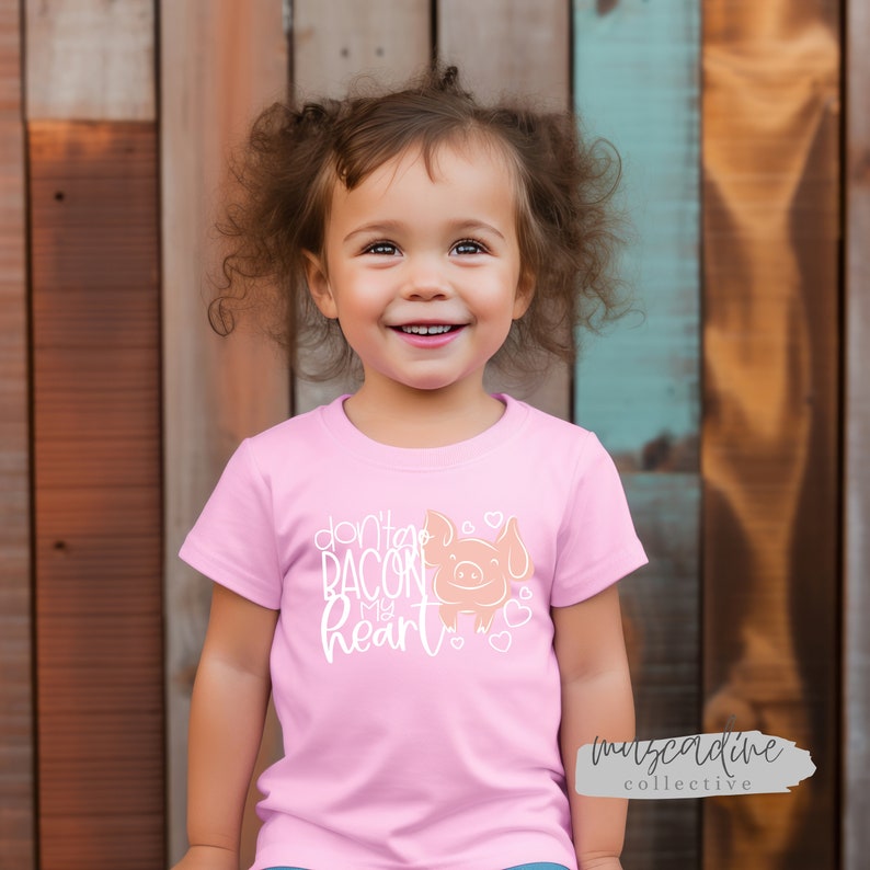 Don't go Bacon My Heart, chemise fille Saint-Valentin, chemise garçon Saint-Valentin, jolie chemise Saint-Valentin pour enfants, jolie chemise cochon, t-shirt drôle pour enfants image 9