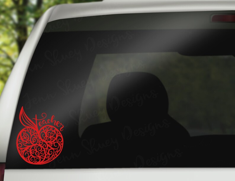 Swirl Teacher Apple Decal, Fancy Apple Decal, Teacher Laptop Decal, Fun Teacher Apple, Decal for Tumbler, Decal for Teacher, Teacher Gift immagine 3