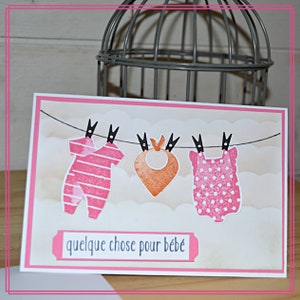 Carte "quelque chose pour bébé" rose et blanche