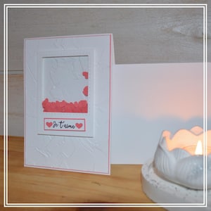 carte saint valentin avec son enveloppe, je t'aime, amour, rose, carte romantique,