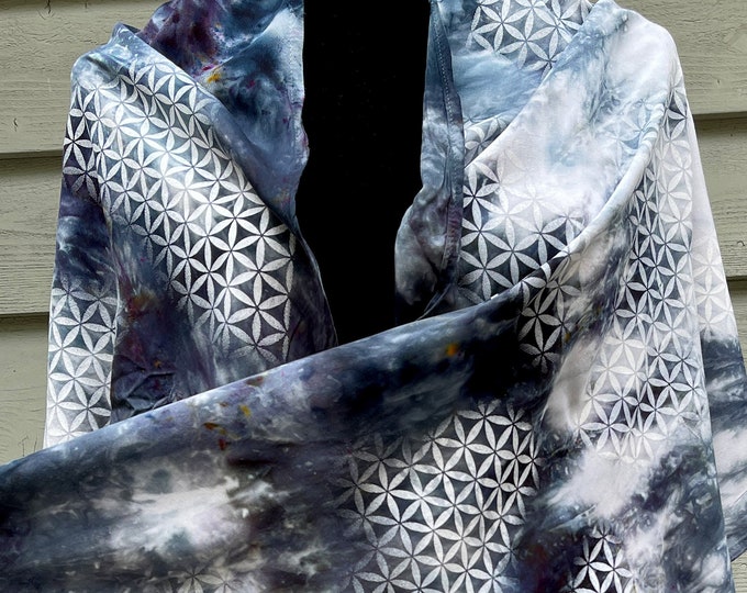 Dark Tie Dye Flower of Life Rave Pashmina, Rave Accessories for Rave ...