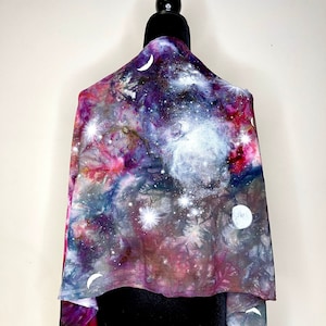 ANDROMEDA Galaxy Rave Pashmina, Tie Dye Pashmina Shawl, Rave Accessories for Rave Outfit.