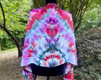 Ruby Slice Tie Dye Rave Pashmina. Rave Accessories for Rave Outfit. Pashmina Shawl for EDM Festivals