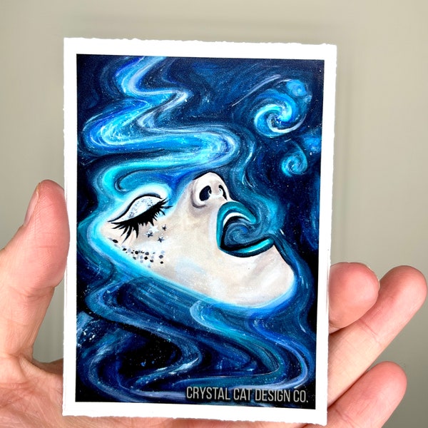 Surreal Celestial Witchy Sticker, Psychedelic Waterproof Sticker, Original Acrylic Painting Fine Art Sticker