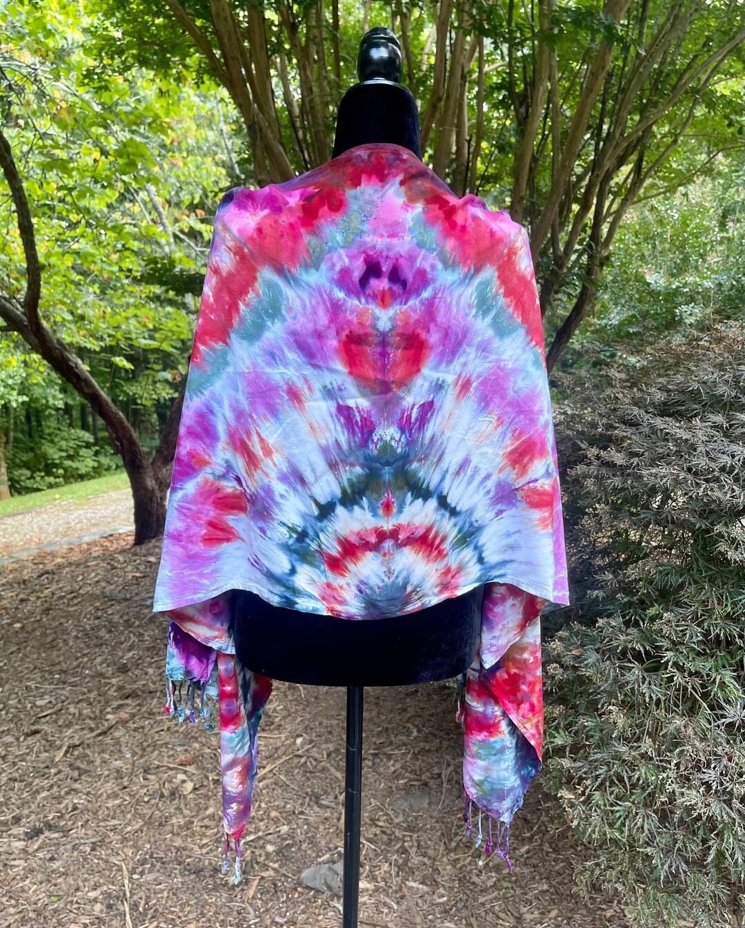 Ruby Slice Tie Dye Rave Pashmina. Rave Accessories for Rave Outfit