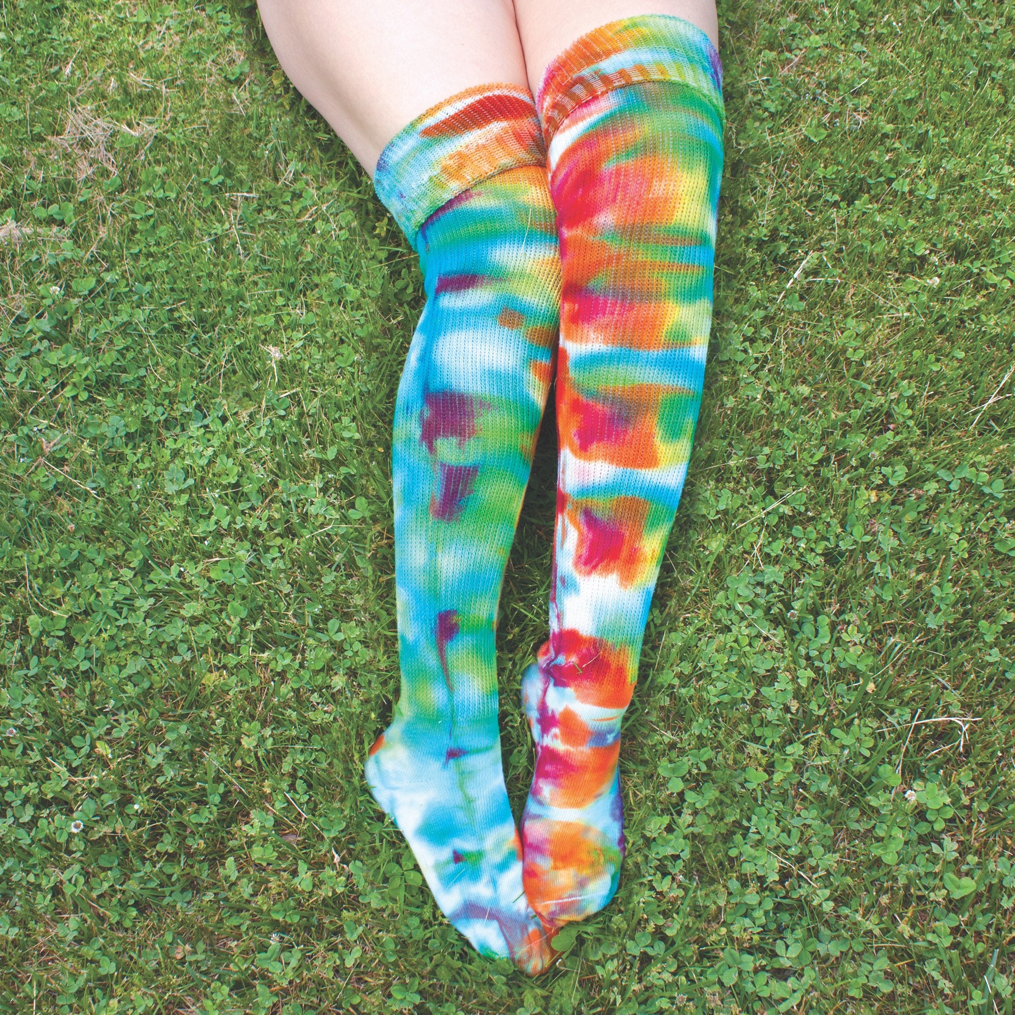 Tie Dye Thigh High Socks RAINBOW Plus Size Thigh Highs - Etsy Ireland