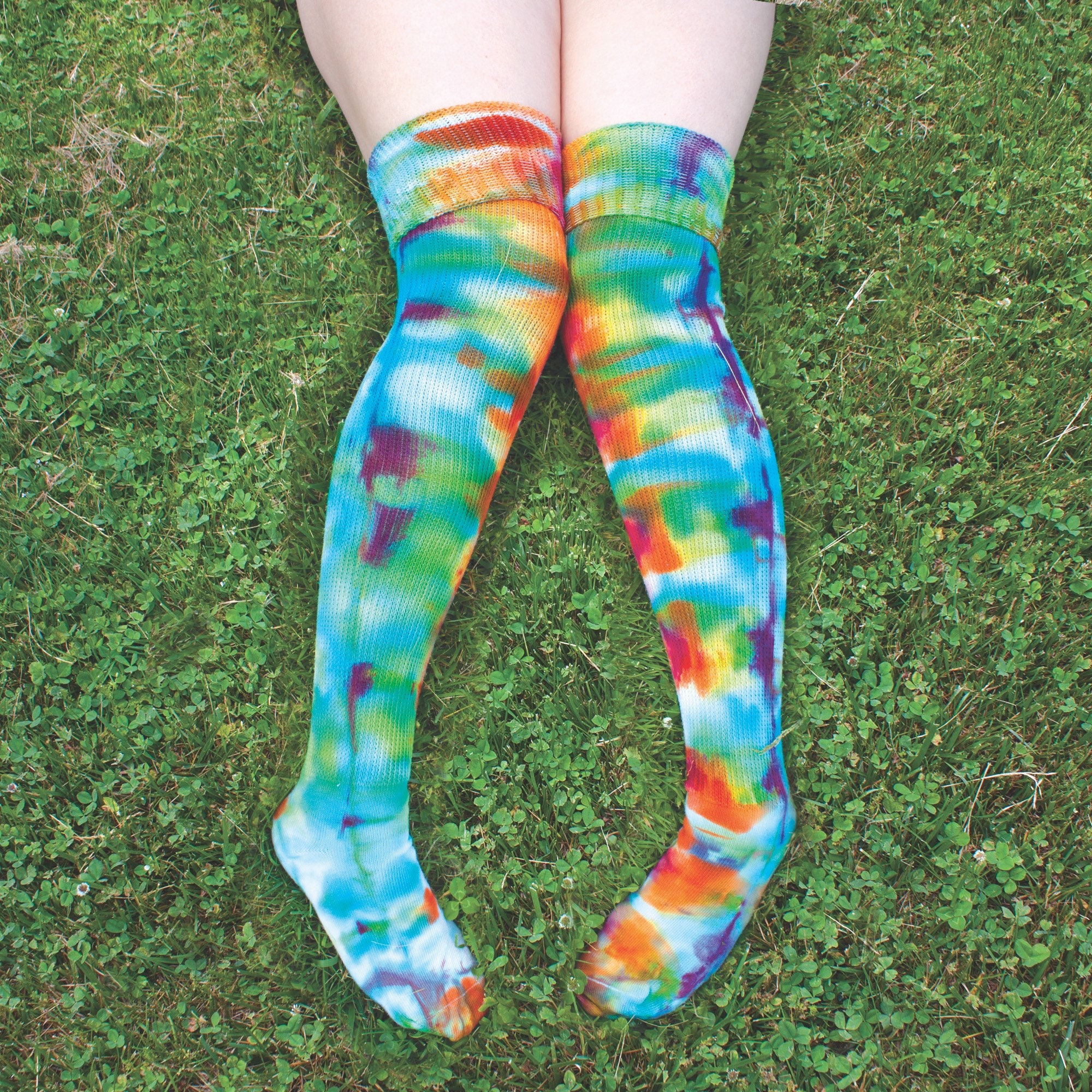 Tie Dye Thigh High Socks RAINBOW Plus Size Thigh Highs Etsy Ireland