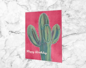 Cactus Birthday Card: Blank Greeting Notecard