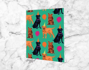 Labrador Birthday Card: Dog Pawty Stationery