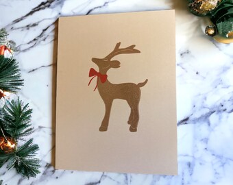 Reindeer Christmas Card: "Oh Deer" Holiday Greeting