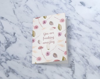 Best friend, greeting card, Valentine's Day, stationery, card, blank notecard, floral card, amazing friend