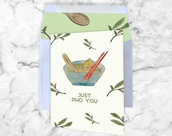 Pho greeting card, stationery, just because card, friend card, blank notecard, pho, greeting card