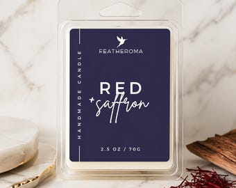 Red + Saffron Wax Melts | Warm Sweet Spicy Scent | Luxury Masculine Fragrance | Coconut Apricot Wax | Long Lasting Home Scent