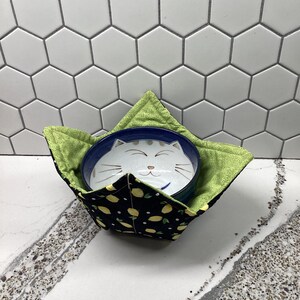 Reversible Microwave Bowl Pot Holder/Cozy - lemons - 1 small