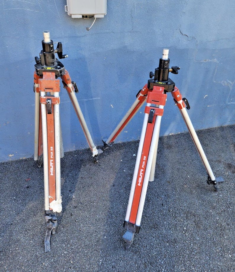 Lot 2 Hilti PUA 32 crank tripod contractors builders tripods surveying equipment image 1
