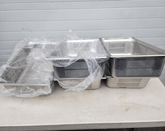 Lot 5 Vollrath 90053 Model-"Super Pan 3"-Full Size x 6" D Perforated Food Pans