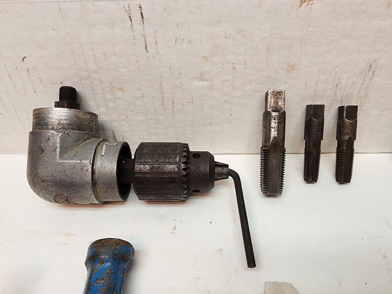 Lot Spiral Reamers, Greenlee 706 Head, Milwaukee Right angle head, Pipe taps image 8