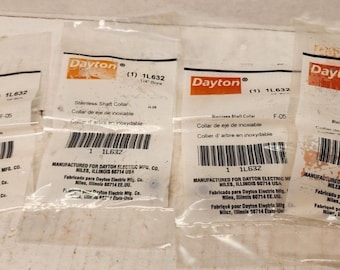 Lot of 4 Dayton 1L632 Stainless Steel 1/4" Shaft Collar Set Screw. Free Shipping