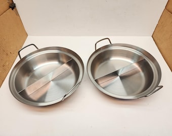 Lot de 2 marmites shabu shabu en acier inoxydable avec séparateur, marmite double face