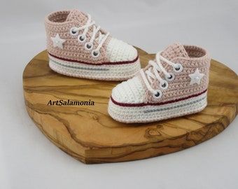 Baskets bébé renforcées double semelle Qualité améliorée vieux rose cadeau anniversaire baskets bébé baskets au crochet