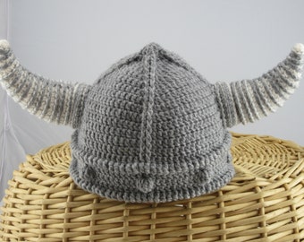 Viking hat Viking crocheted hat Viking helmet Knight hat Gray hat Winter hat Mardi Gras - Halloween hat Knight hat