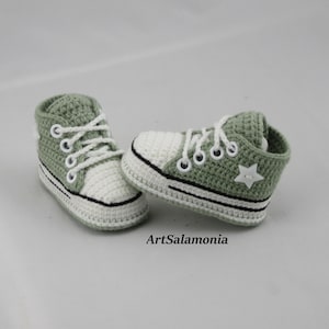 Babyturnschuhe Oliv gehäkelt  Turnschuhe Sneakers Babyschuhe