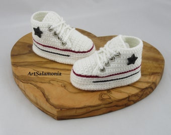 Baby Sneakers Reinforced Double Sole Improved Quality Birthday Gift Baby Sneakers Crochet White Sneakers