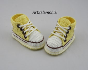 Baby sneakers 10 cm reinforced double sole Improved quality baby shoes crochet birthday gift crochet sneakers