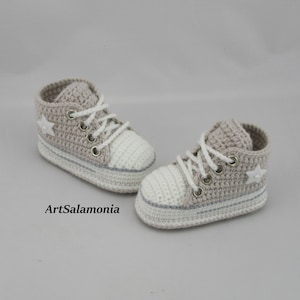 Baby sneakers reinforced double sole Improved quality baby shoes crocheted Birthday gift sneakers crocheted