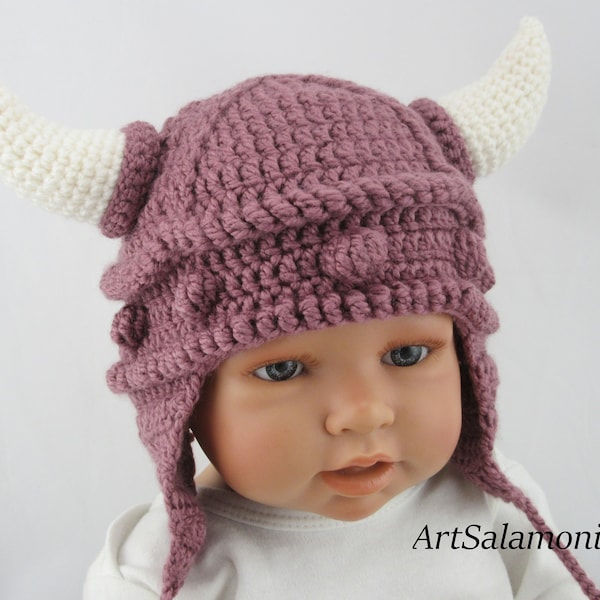 Viking hoed gehaakte babymuts Viking gehaakte muts meisjes hoed wintermuts Kerstcadeau verjaardagscadeau babyfotografie