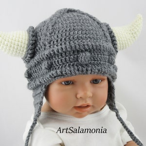 Viking hat crochet baby hat baby photography gray hat kids hat viking winter hat viking newborn hat viking